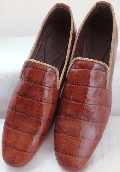 Red Eartth Coloured patterened Leather