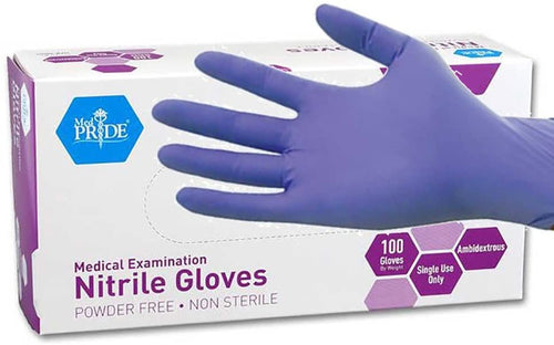 Nitrile Exam Gloves, Medium Size, Box/100