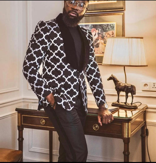 Men's Black &amp; White Suit.