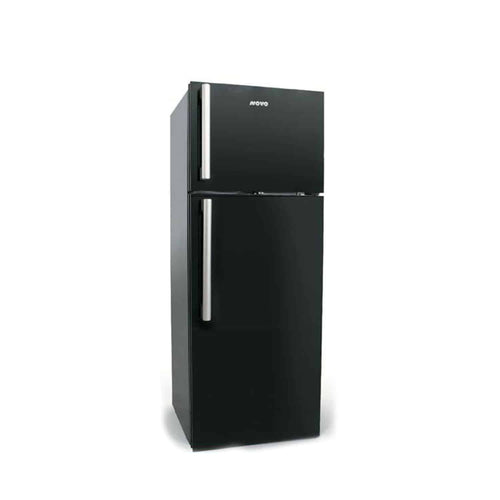 Novo 225L Double Door Top Freezer Fridge Black Glass Finish NV-230GF