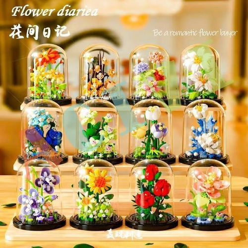 Diy Micro Flower Building Blocks Mini Bricks Particles Eternal Life Flowers Home Decoration Assembling Puzzle Toy Children Gift