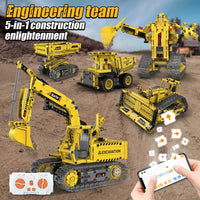 5-in-1 Remote Control Robot & Excavator Building Blocks – App Programmable Toy for Kids