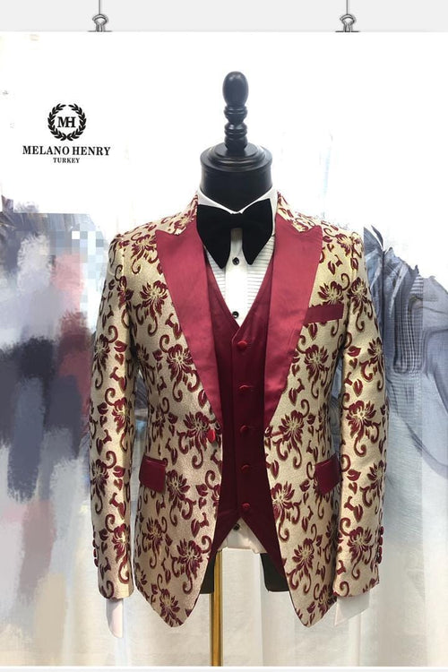 Wedding Suit Wine &amp; Gold
