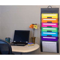 Smead Cascading Wall Organizer, 6 Pockets, Letter Size, Gray/Bright Pockets (92060)