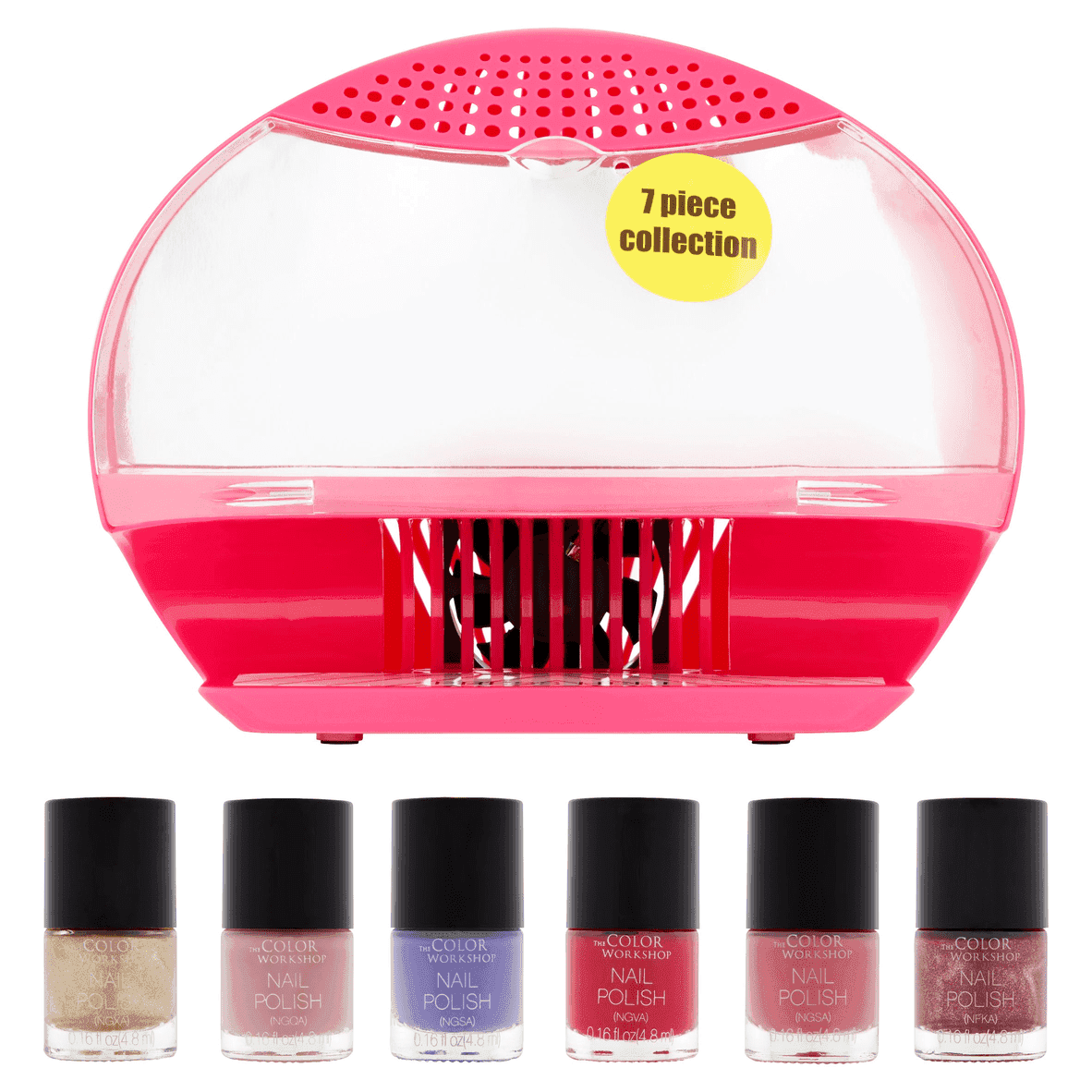 The Color Workshop Salon Nail Station Nail Dryer + Nail Polishes Collection, 7 piece
