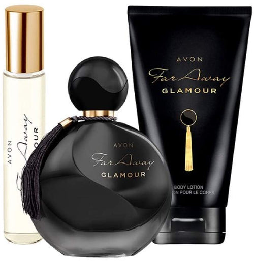 Avon Far Away Glamour Set consists of 50ml EDP, 10ml EDP and 150ml Body Lotion