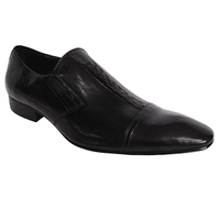 Black Leather Slip-on Shoes - Blusaki