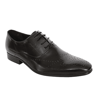 Quality Men's Black Brogue Shoes - Blusaki