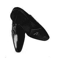 Double Strap Executive Men's Black Leather Shoe - Blusaki