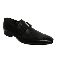 Blusaki Leather Oxford Slip-on Shoes - Black