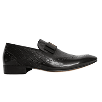 Blusaki Leather Oxford Slip-on Shoes - Black
