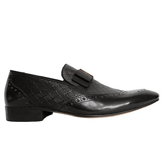 Blusaki Leather Oxford Slip-on Shoes - Black
