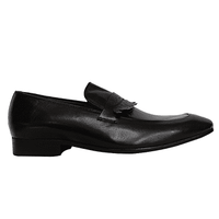 Blusaki Leather Kiltie Slip-on Shoes - Black
