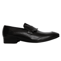 Black Leather Slip-on Shoe - Blusaki