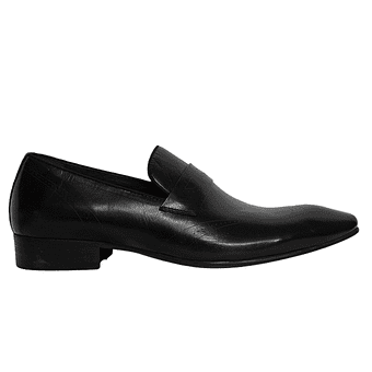 Men's Black Leather Slip-on Shoes - Blusaki