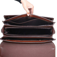 Portable Briefcase Multi-layer PU Leather Laptop Bag
