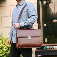 Portable Briefcase Multi-layer PU Leather Laptop Bag