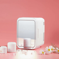 Beauty Fridge with Mirror & LED Light (4L) - Mini Skincare & Makeup Refrigerator, Cool & Warm
