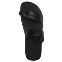 Honfuji Leather Double Slide Slippers - Black