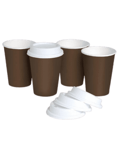 Disposable Cups with Lids (Pack of 50)