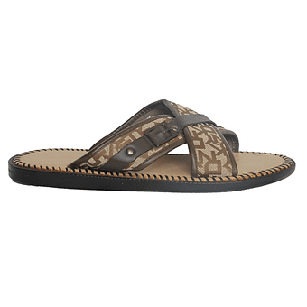 Brown Leather Criss Cross Slippers - Calvin Klein