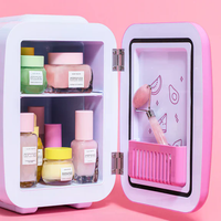 Beauty Fridge with Mirror & LED Light (4L) - Mini Skincare & Makeup Refrigerator, Cool & Warm