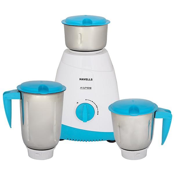 Havells Aspro 500-Watt Juicer Mixer Grinder (White/Light Blue)