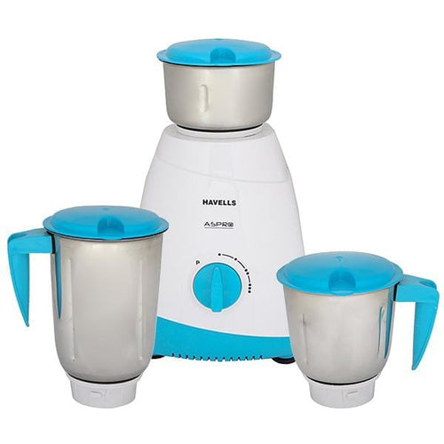 Havells Aspro 500-Watt Juicer Mixer Grinder (White/Light Blue)