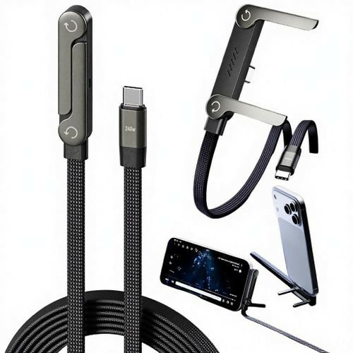 2‑in‑1 Invisible Holder Charger Cable – 240W Fast Charging Cord