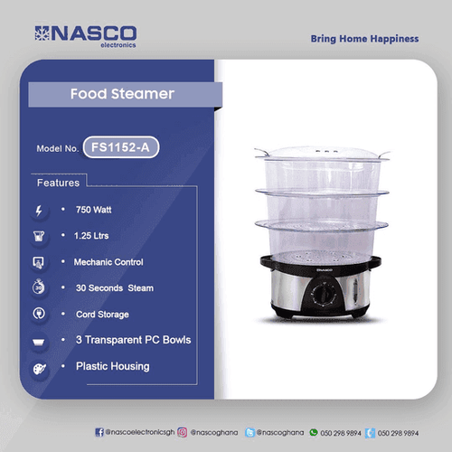 AFFORDABLE NASCO 750 WATTS FOOD STEAMER FS1152-A