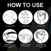 Eyebrow Stamp Kit - Waterproof Brow Shaping Powder with 10 Stencils & Brushes