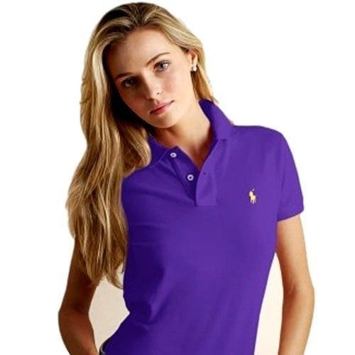 Ralph Lauren Women's Skinny Fit Cotton Mesh Polo Shirt Purple