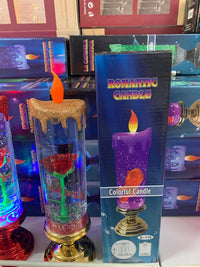 Romantic Candle with Rose Flower  LED Colour Changing Feature