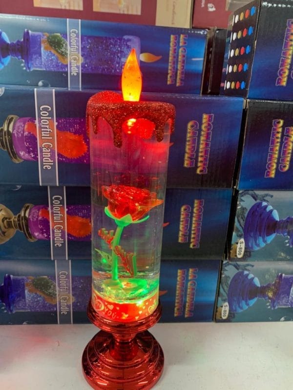 Romantic Candle with Rose Flower  LED Colour Changing Feature