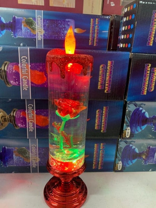 Romantic Candle with Rose Flower  LED Colour Changing Feature
