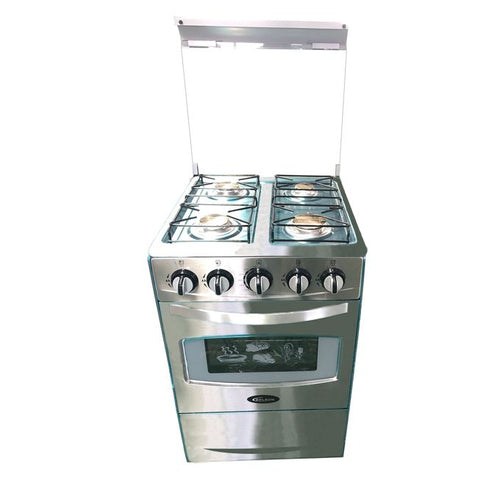 Delron Automatic Gas Cooker with Oven – 4 Burner Silver