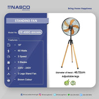 NASCO 18 INCHES STANDING FAN BROWN(FF-450C-BROWN)
