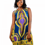 Dashiki Ladies Knee-Length Dress (LWPXDS002-083DA)