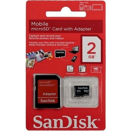 Sandisk MicroSDHC Memory Card with Adapter 2GB1