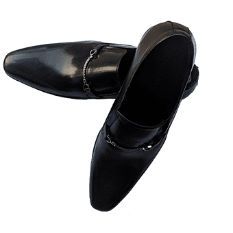 black leather slip on shoes