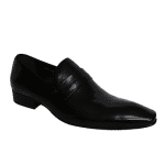 Men's Black Leather Slip-on Shoes - Blusaki