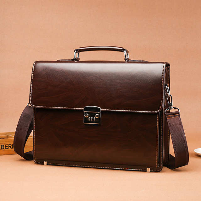 Portable Briefcase Multi-layer PU Leather Laptop Bag