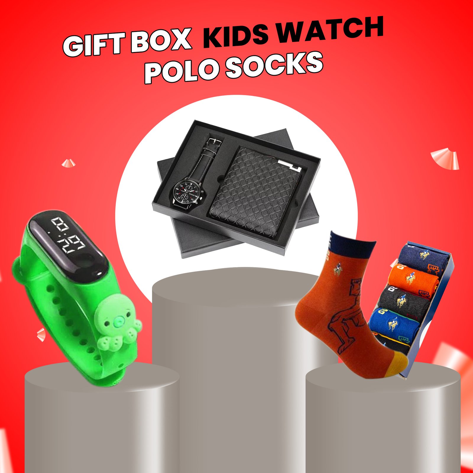 Kids Watch Polo So0cks and Gift Box Banner1