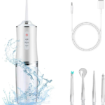 Water Flosser / Oral Irrigator - Cordless Rechargeable Dental Cleaner with 3 Modes & 4 Nozzles